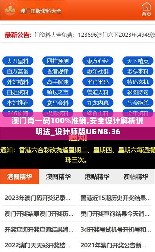 澳门肖一码100%准确,安全设计解析说明法_设计师版UGN8.36